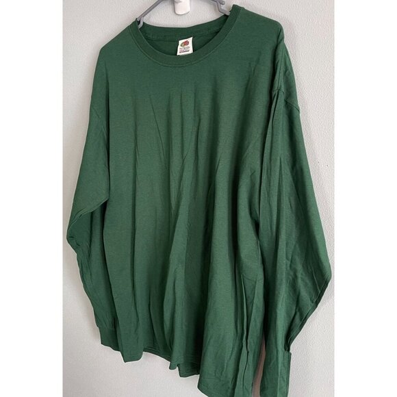 NWOT Fruit of the Loom Mens Crewneck Long Sleeve T-Shirt Green Large - Picture 4 of 11